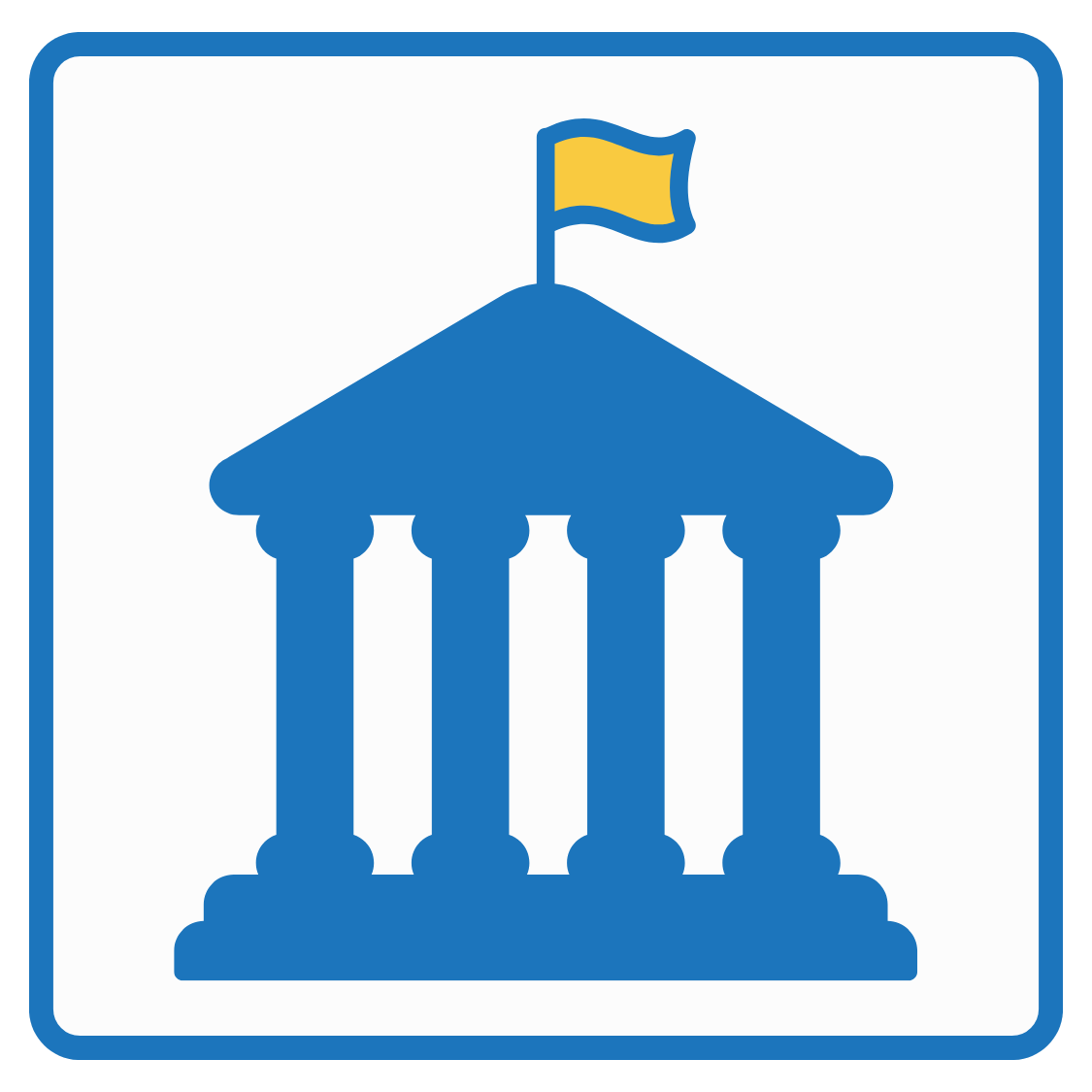 government building with yellow flag