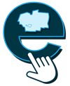 Engage Fairfax logo, with blue letter e and click here cursor.