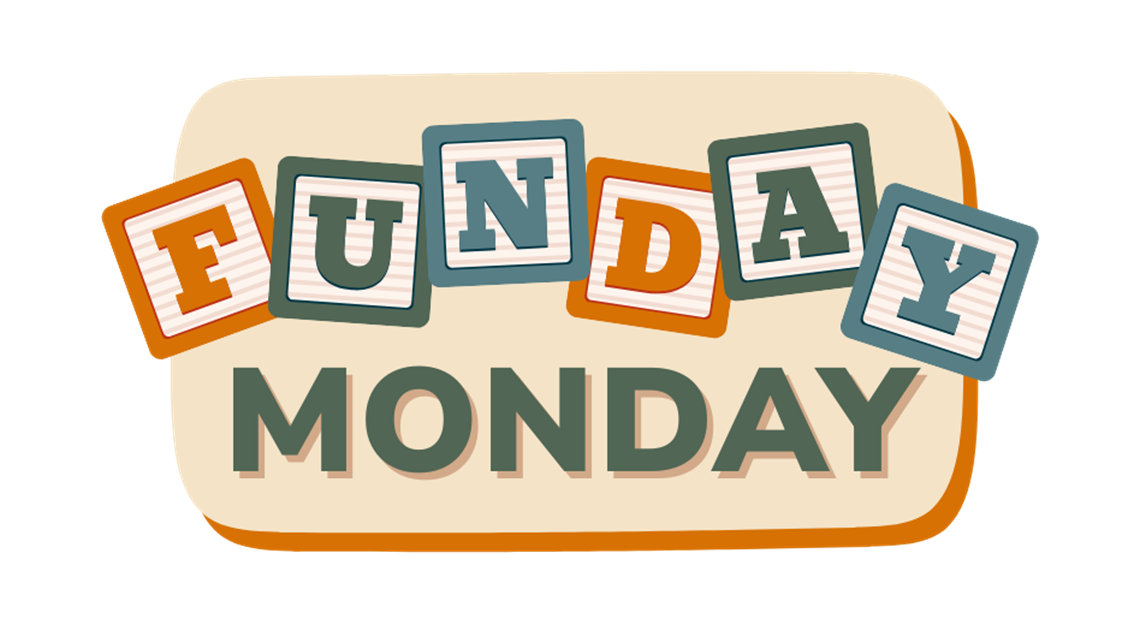 Funday written in block letters with Monday written in green below