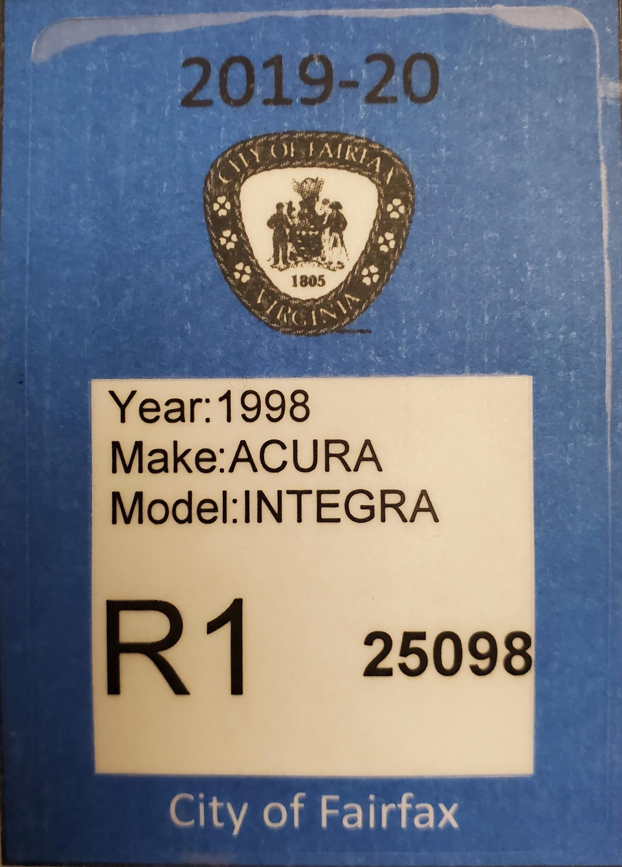 City of Fairfax residential permit vehicle decal