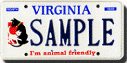 Animal Friendly Virginia License Plate