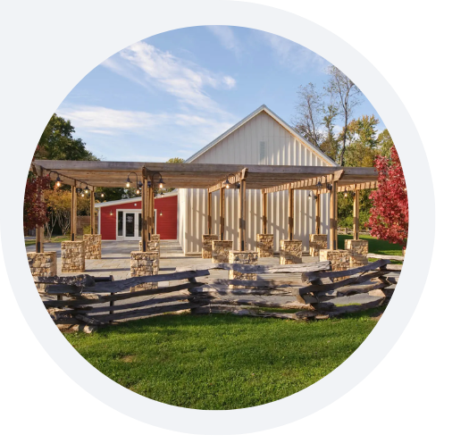 Civil war interpretive center with grassy knoll