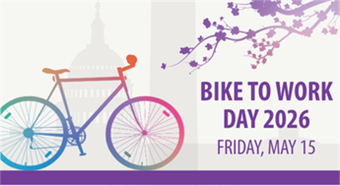 Rainbow-colored bicycle for Bike to Work Day 2026 on May 15