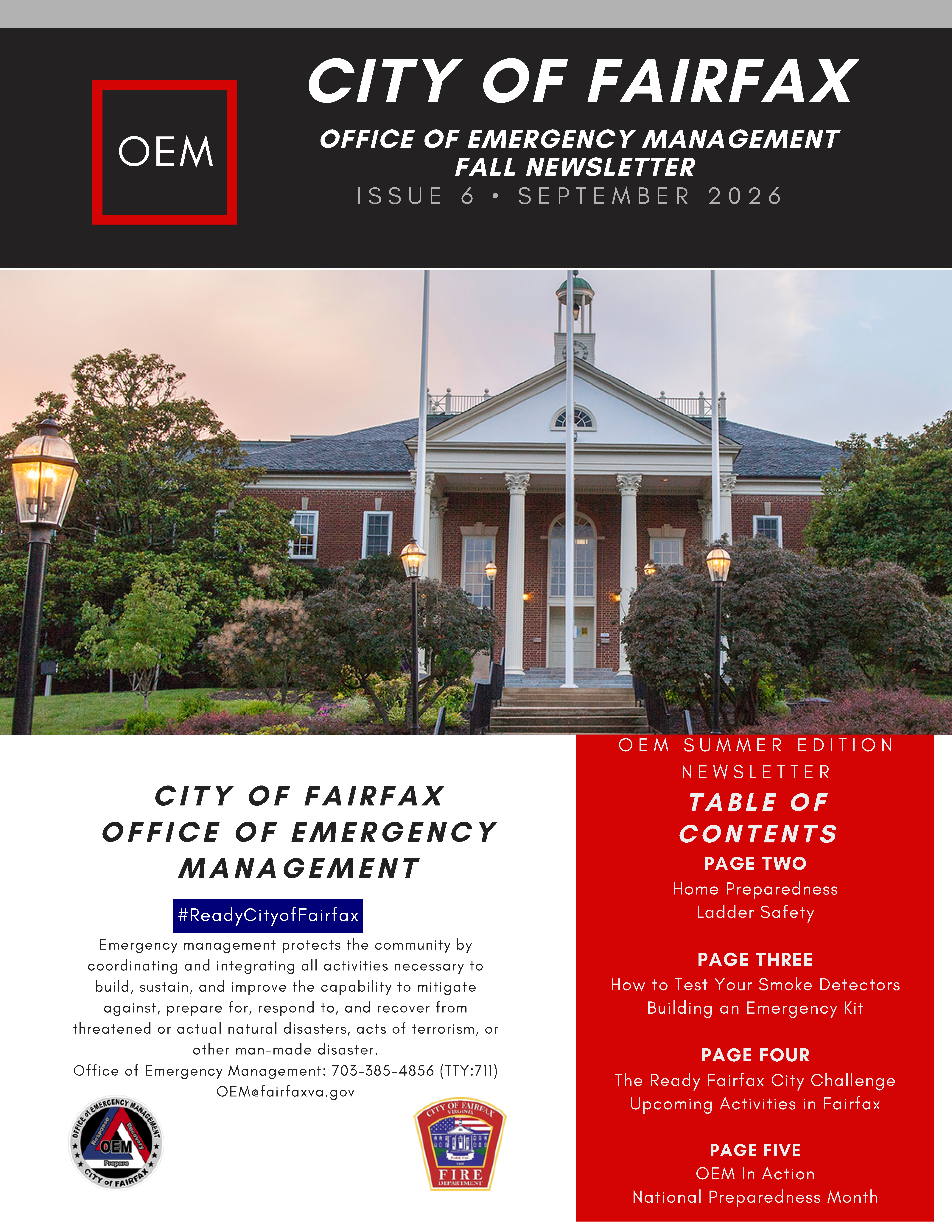 City of Fairfax Office of Emergency Management summer newsletter, July 2025, cover page